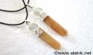 Golden Quartz 2pc Cap pencil pendants with Cord